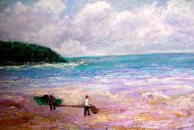 Pescadores Oil Canvas Marine Painting