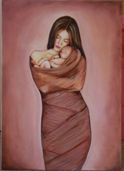 Madre e hija Oil Canvas Figure Painting