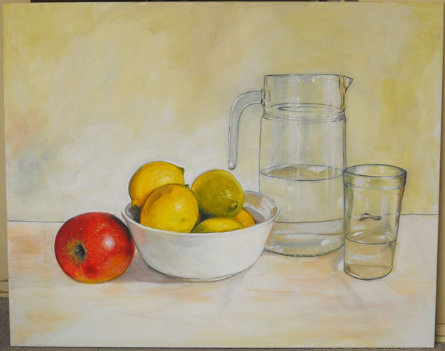 Manzana y limones Acrylic Canvas Still Life Paintings