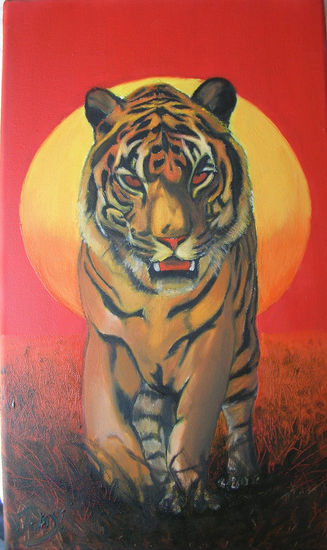 La soledad del tigre Oil Canvas Animals