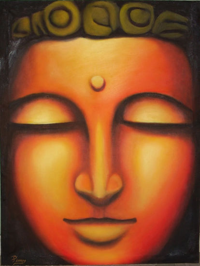 BUDA NARANJA Oil Textile Figure Painting