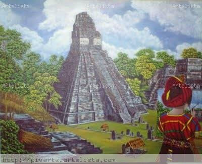 Niña maya pintando...