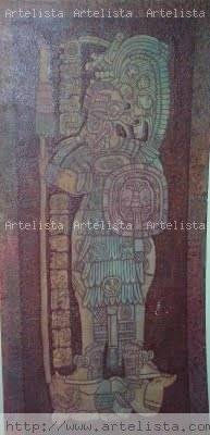 GUERRERO MAYA Acrylic Textile Figure Painting