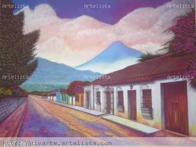 CALLE DE ANTIGUA GUATEMALA I Acrylic Textile Landscaping