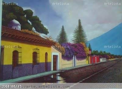 CALLE DE ANTIGUA GUATEMALA III Acrylic Textile Landscaping