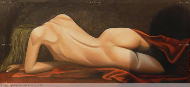 DESNUDO DE ESPALDAS RECOSTADO Oil Textile Nude Paintings