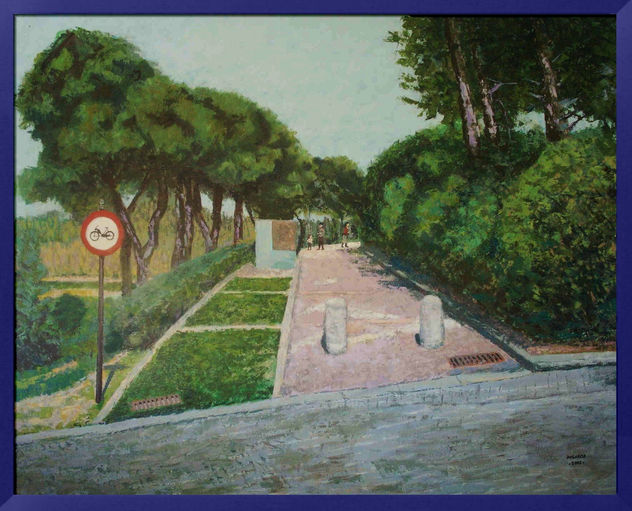 Paisaje,pinar con figuras
