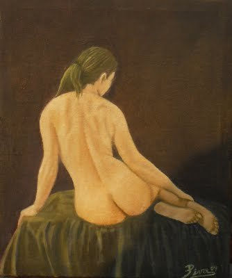 MEDITACION II Oil Textile Nude Paintings