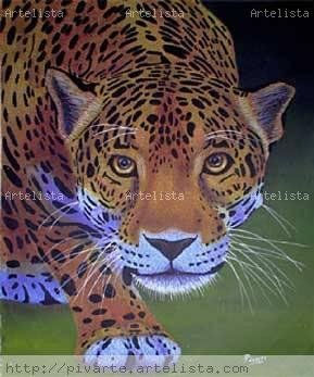 JAGUAR VIII Acrílico Tela Animales