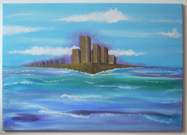 La isla Acrylic Canvas Marine Painting