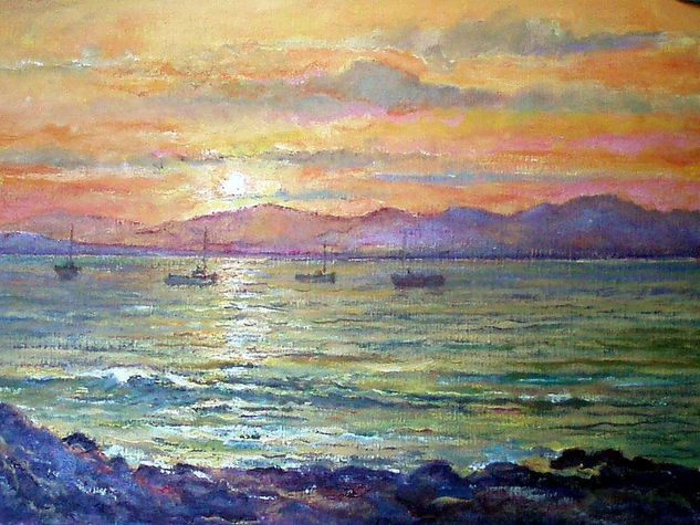 atardecer Oil Canvas Marine Painting