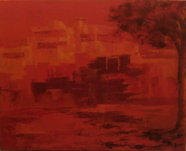 Paisaje en rojo nº5 Acrylic Canvas Landscaping