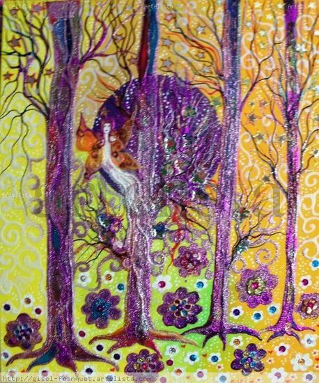 " EL AMARILLO PONE A CANTAR AL VIOLETA..." Mixed media Canvas Landscaping