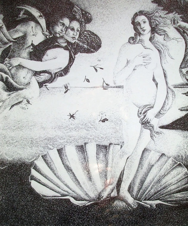 Venus de Botticelli a bolígrafo negro