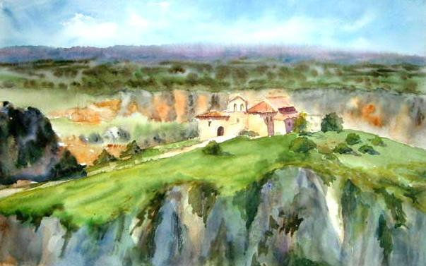 Ermita de San Frutos Acuarela Papel Paisaje