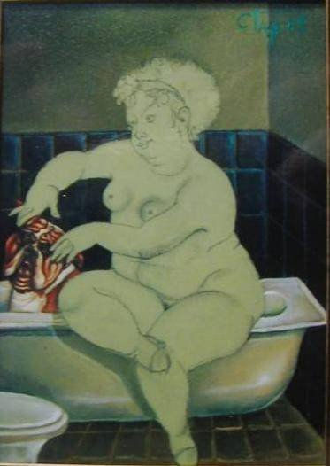 Mujer y Perro en el Baño Oil Canvas Nude Paintings