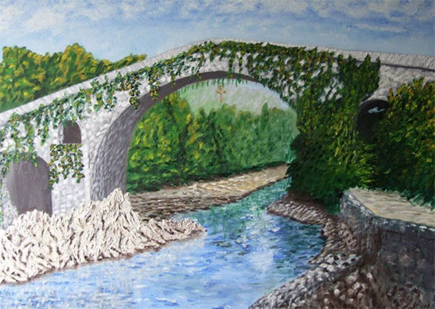 Puente Romano Cangas de Onis Oil Canvas Landscaping