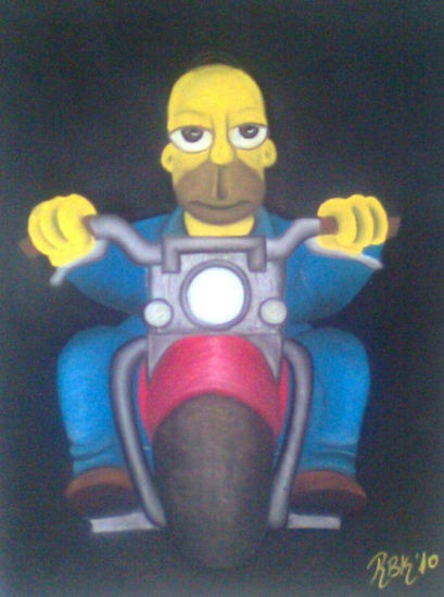 Retrato Homer Simpson Pastel Card Portrait