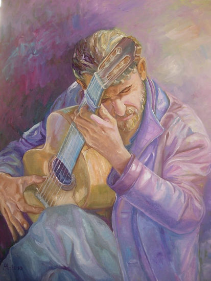 EL GUITARRISTA Óleo Lienzo Figura