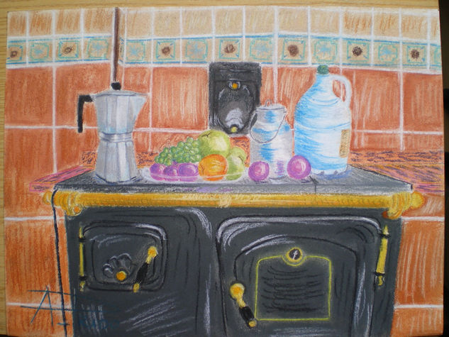 Cocina ancaresa Pastel Canvas Still Life Paintings