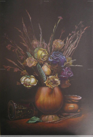 El bodegón con miel Pencil (coloured) Paper Still Life Paintings