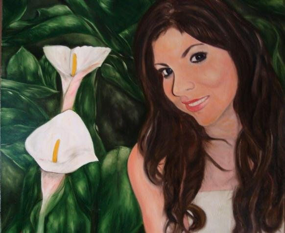 karen mendoza en el jardin de alcatrzes Óleo Lienzo Retrato