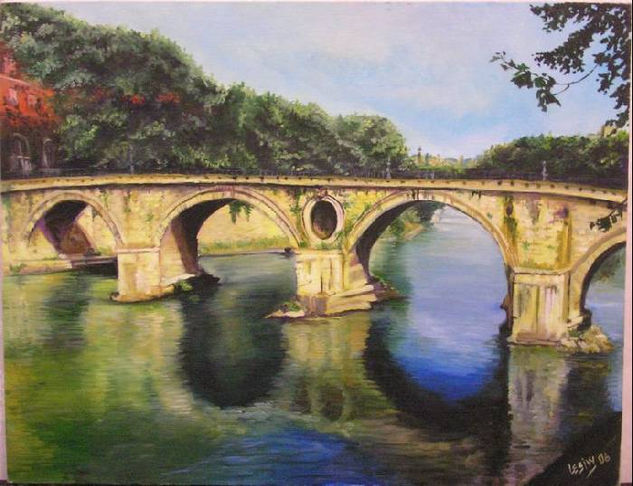 Puente sobre el Tiber Óleo Lienzo