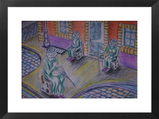 la parada Pencil (coloured) Paper Figure Painting