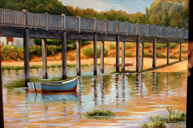 puente sobre el caño,(rio san pedro) Oil Canvas Landscaping