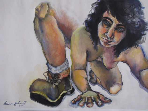 Auto retrato con zapatos.