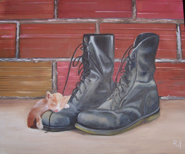 el gato con botas Oil Canvas Animals