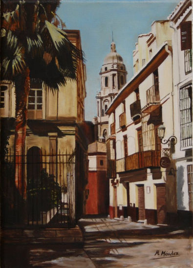 Calle San Agustin. Málaga España Oil Canvas Landscaping