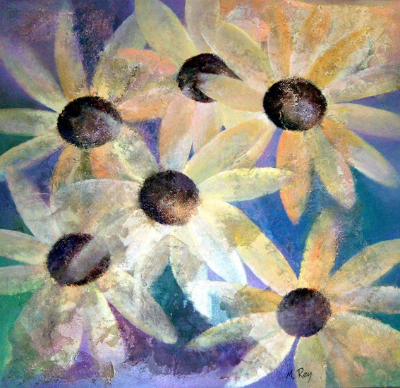 Pétalos I Mixed media Canvas Floral Painting