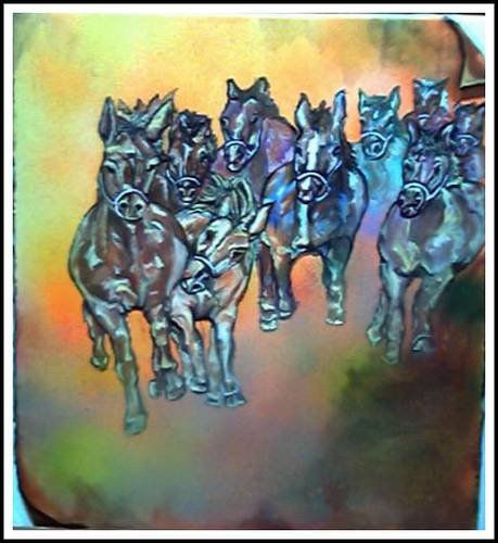 EQUUS FERUS CABALLUS. Oil Canvas Animals