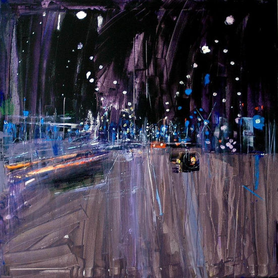 Gran Vía de noche Acrylic Canvas Landscaping