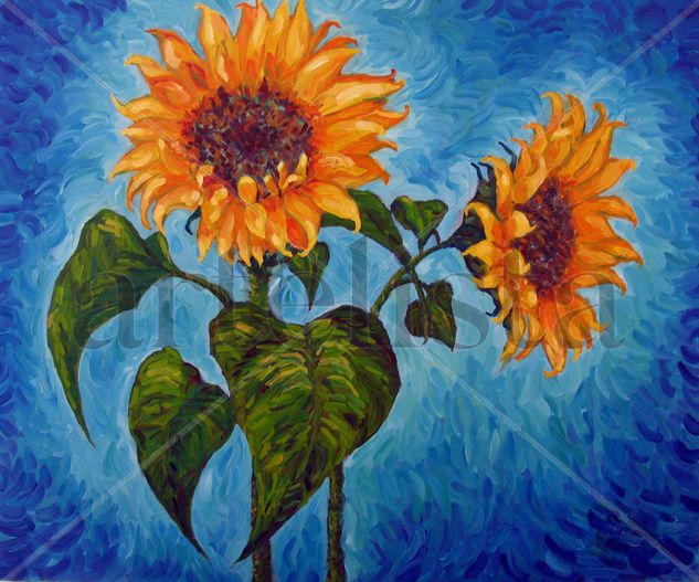 los girasoles de eli Oil Canvas Floral Painting