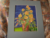 Maceta con girasoles