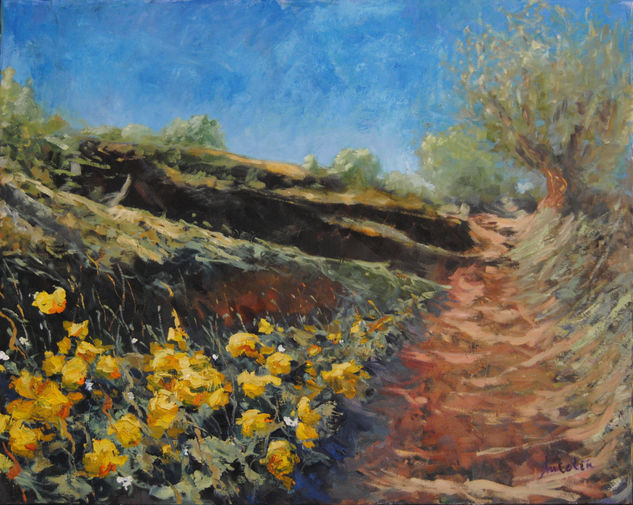 camino con flores Oil Canvas Landscaping