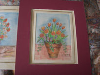 Maceta con tulipanes