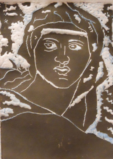 Sibila (Sepia y Azúl) Linocut