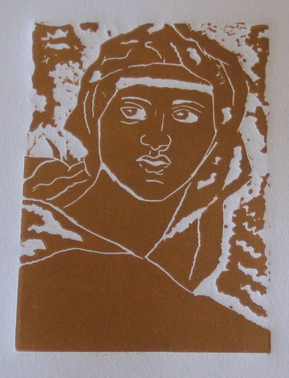 Sibila (ocre) Linocut