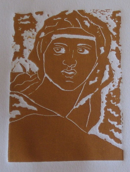 Sibila (ocre claro) Linocut