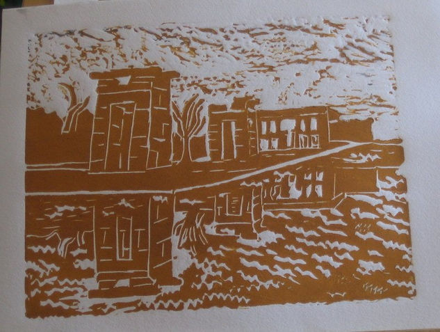 Templo de Debod 3 Linocut