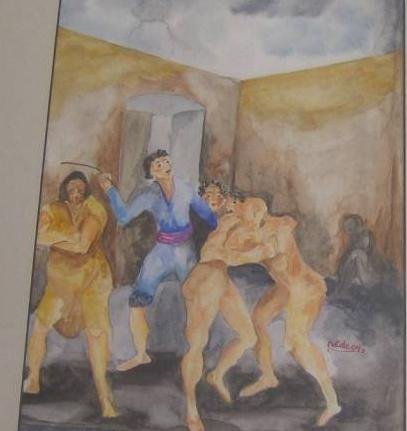 Corral de Locos Watercolour Paper Figure Painting