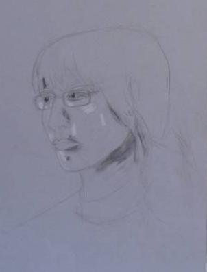 boceto rápido de tres cuartos perfil de Ana M