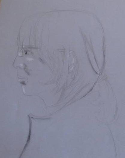 Boceto rapido de perfil de Ana M Lápiz