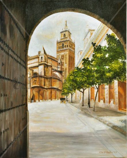 La Giralda. Óleo Lienzo Paisaje