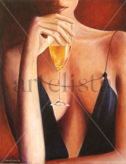 Mujer con copa. Oil Canvas Figure Painting