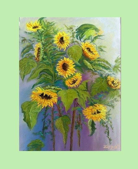 Pequeños girasoles Pastel Paper Landscaping