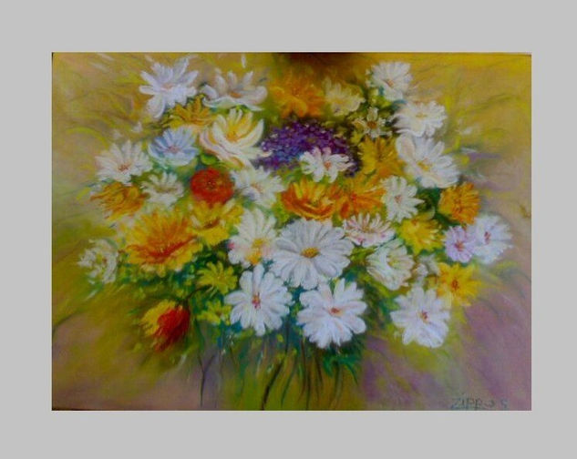 Sueños florales Pastel Paper Floral Painting